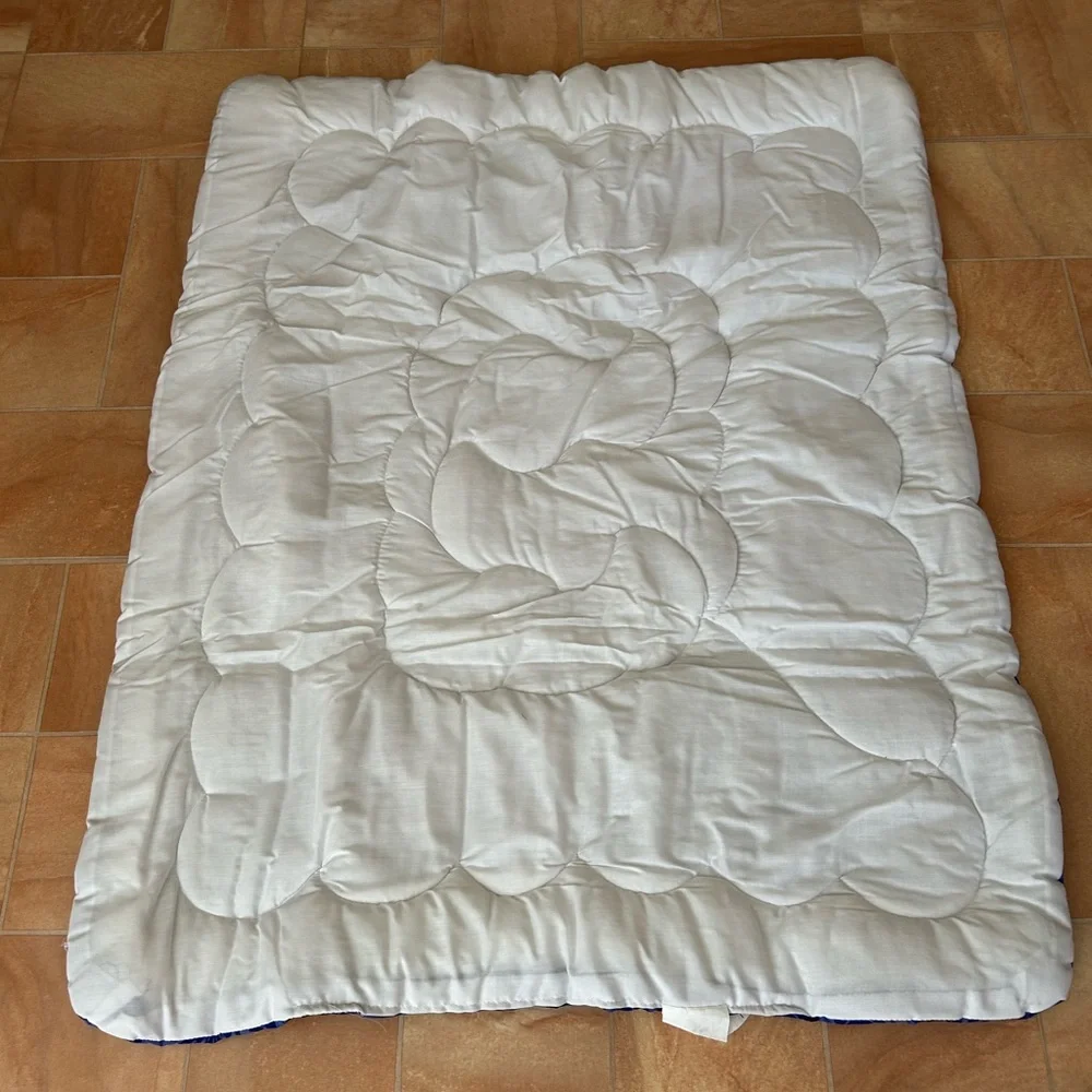 Vintage Hawaiian Baby Blue Matching Quilted Blanket & Tote Bag Set